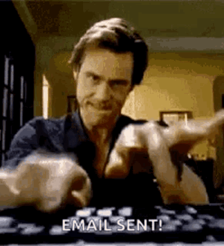 a meme from Bruce Almighty typing very fast