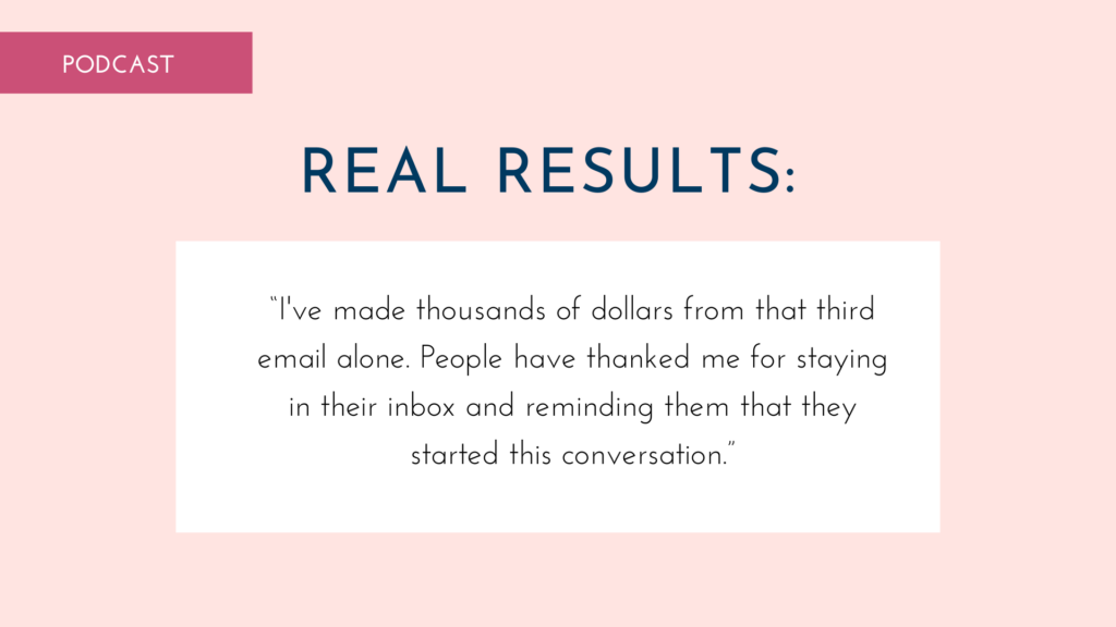 text image of real results making money with my follow up system