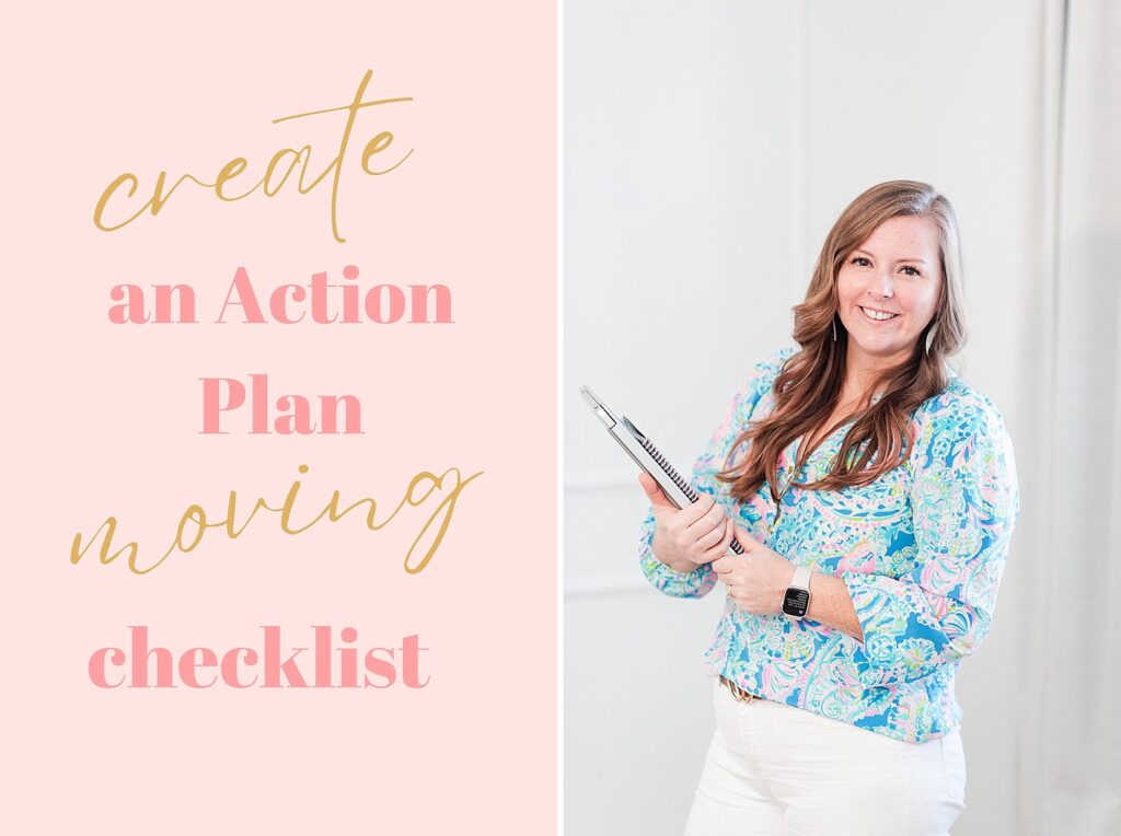 create an action plan moving checklist for maintaining page 1 google rankings and a photo of Melissa Arlena