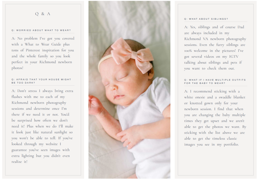 example of website with FAQs