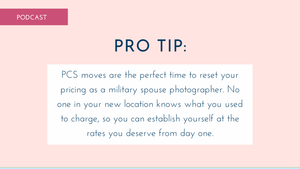 pro tip graphic about military spouse photographer pcs moves