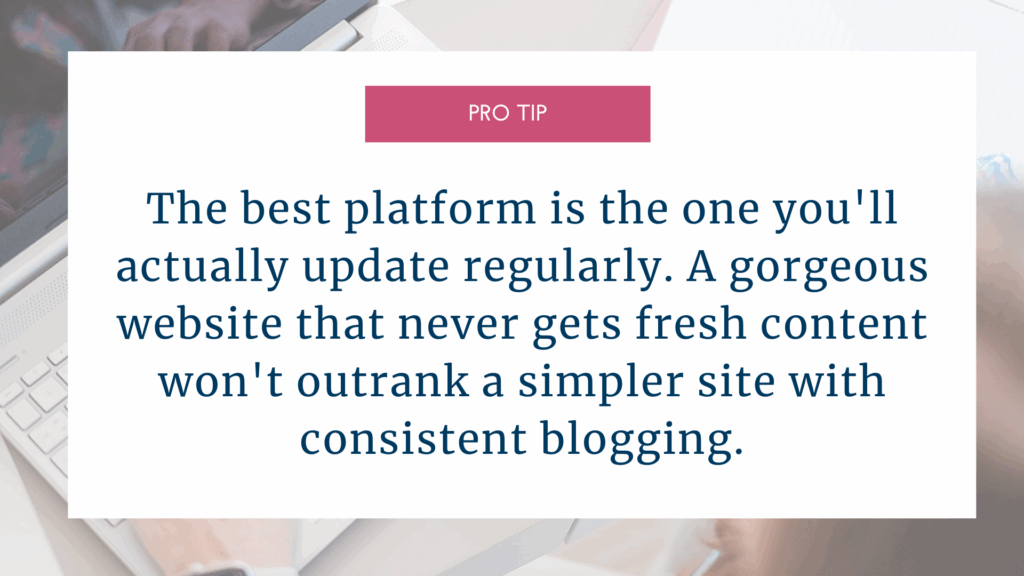 pro tip graphic about what the best photography website platform is.