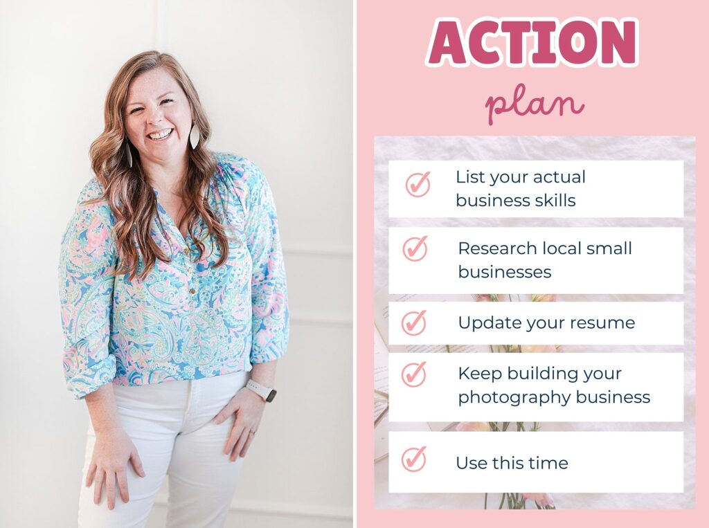 Part-Time Jobs for Photographers: How to Bridge the Income Gap Without Losing Your Business 7 Part-Time Jobs for Photographers: How to Bridge the Income Gap Without Losing Your Business action plan graphic for part-time jobs for photographers blog post