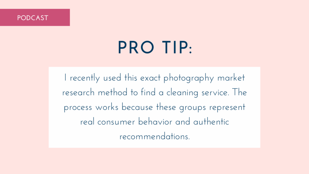 pro tip graphic for an exact photography market research method