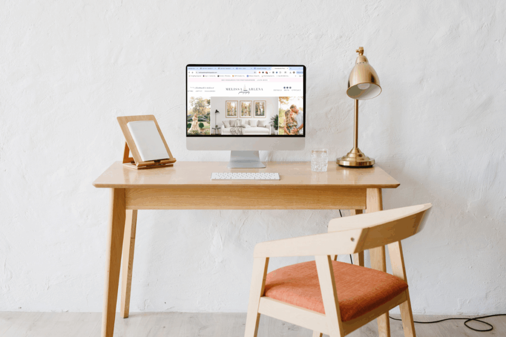 computer showing a blog post for melissa arlena photography