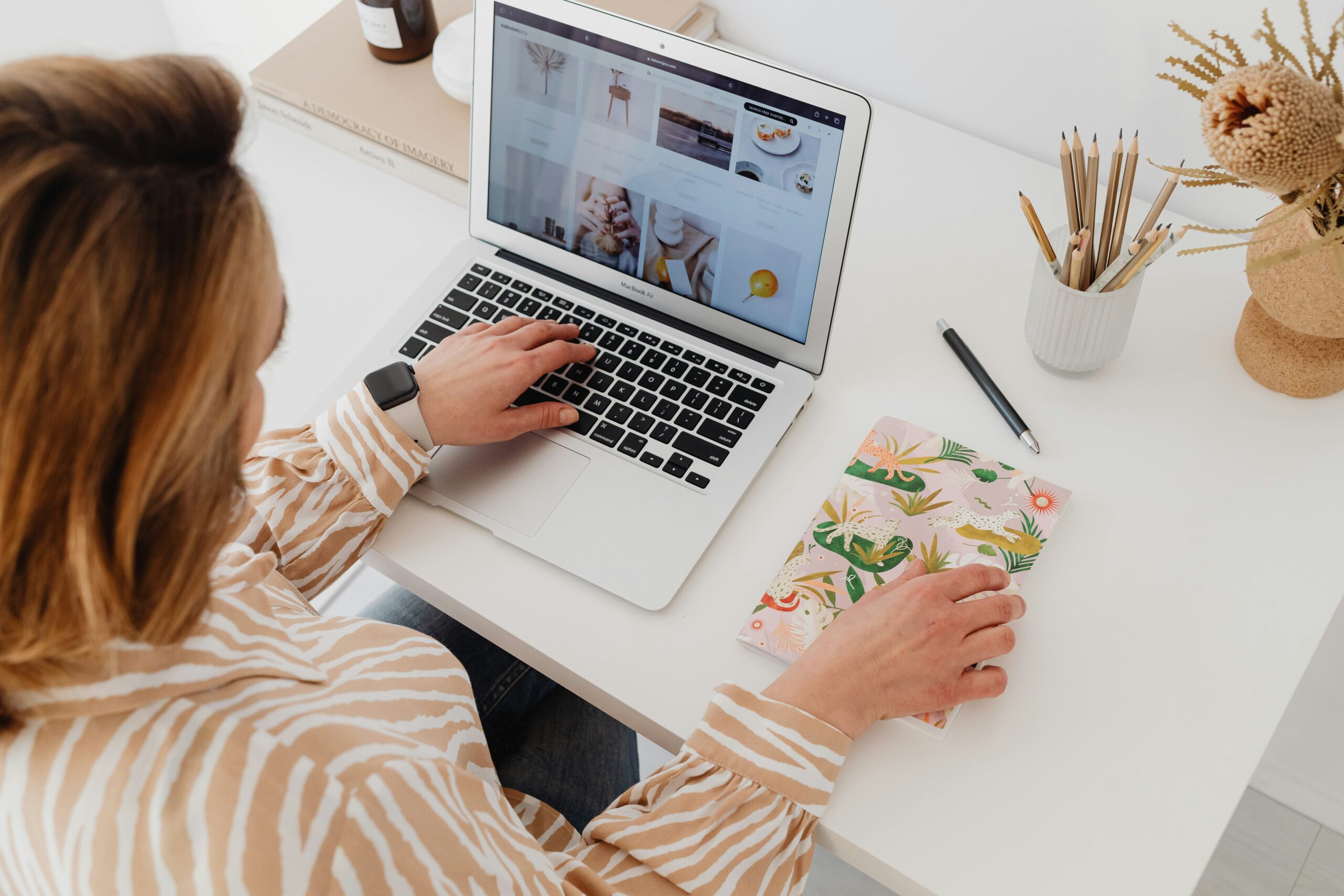 woman sitting at computer